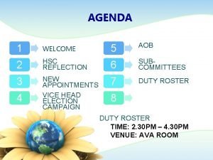 AGENDA 5 AOB 2 HSC REFLECTION 6 SUBCOMMITTEES