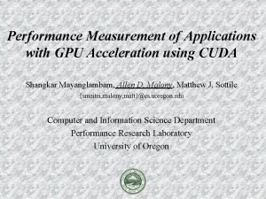 Performance Measurement of Applications with GPU Acceleration using