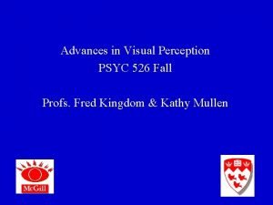 Advances in Visual Perception PSYC 526 Fall Profs