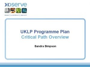 UKLP Programme Plan Critical Path Overview Sandra Simpson