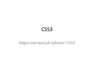 CSS 3 Ngra exempel p nyheter i CSS