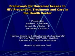 Framework for Universal Access to HIV Prevention Treatment