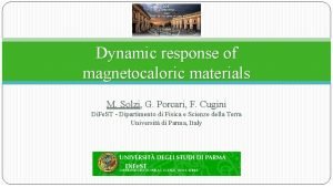 Dynamic response of magnetocaloric materials M Solzi G