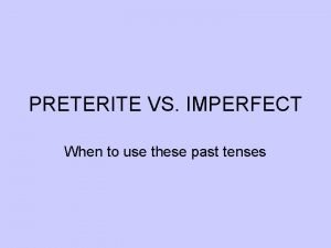 When do you use imperfect