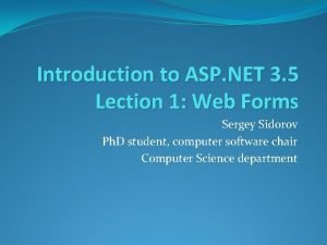 Introduction to ASP NET 3 5 Lection 1