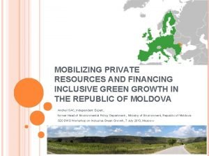 MOBILIZING PRIVATE RESOURCES AND FINANCING INCLUSIVE GREEN GROWTH