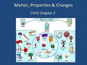 Matter Properties Changes CVHS Chapter 3 Chemical Properties