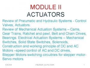 MODULE II ACTUATORS Review of Pneumatic and Hydraulic