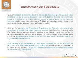 Transformacin Educativa Que con fecha 20 de diciembre