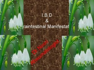 I B D Extraintestinal Manifestations i ist r