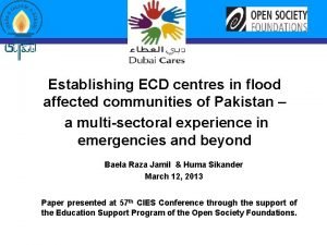 Readiness for Early Establishing ECD centres in flood