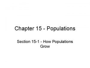 Chapter 15 Populations Section 15 1 How Populations