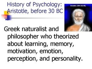 Aristotle father of psychology