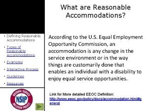 What are Reasonable Accommodations Defining Reasonable Accommodations Types