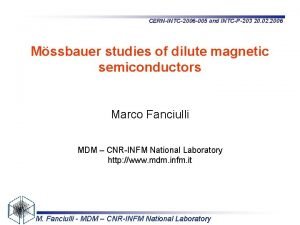 CERNINTC2006 005 and INTCP203 20 02 2006 Mssbauer