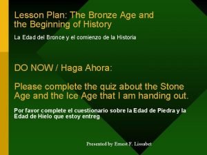 Lesson Plan The Bronze Age and the Beginning