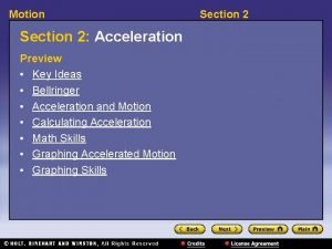 Motion Section 2 Acceleration Preview Key Ideas Bellringer