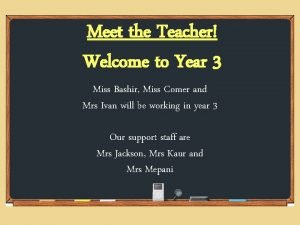 Meet the Teacher Welcome to Year 3 Miss