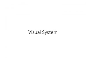 Visual System Sensory systems Sensory transduction Receptor potential