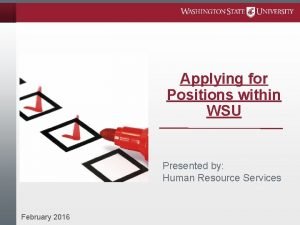Applying for Positions within WSU Presented by Human