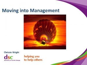 Moving into Management Chrissie Wright Working Together Time