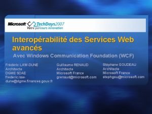 Interoprabilit des Services Web avancs Avec Windows Communication