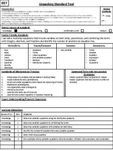 EE 7 Unpacking Standard Tool Vertical Standards 7