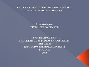 INDUCCION AL MODELO DE APRENDIZAJE Y PLANIFICACIION DE