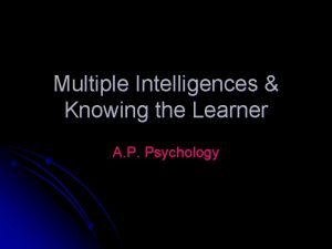 Multiple intelligences ap psychology