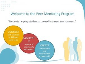 Welcome to the Peer Mentoring Program Students helping