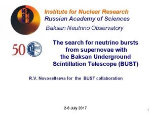 Institute for Nuclear Research Russian Academy of Sciences