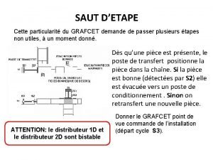 SAUT DETAPE Cette particularit du GRAFCET demande de