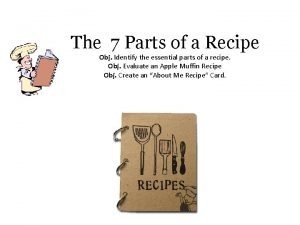 Identifying parts of a recipe worksheet