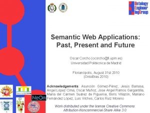 Semantic Web Applications Past Present and Future Oscar