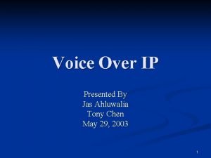 Voice Over IP Presented By Jas Ahluwalia Tony
