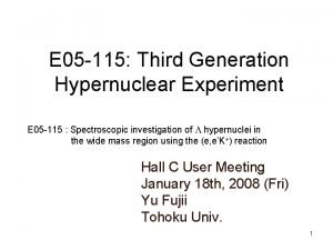 E 05 115 Third Generation Hypernuclear Experiment E