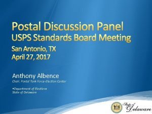 Postal Discussion Panel USPS Standards Board Meeting San