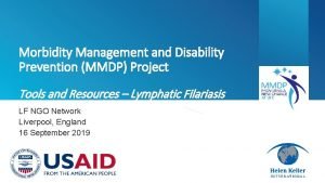 Morbidity Management and Disability Prevention MMDP Project Tools