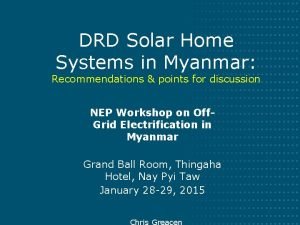 DRD Solar Home Systems in Myanmar Recommendations points