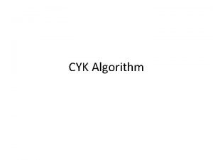 Cyk algorithm