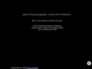 Barium Esophagography A Study for All Seasons Marc