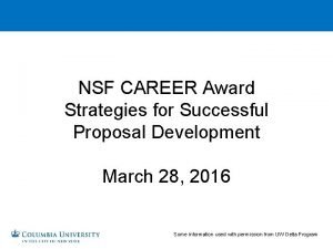 NSF CAREER Award Strategies for Successful Proposal Development
