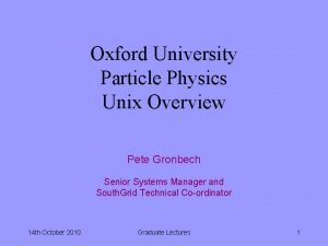 Oxford University Particle Physics Unix Overview Pete Gronbech