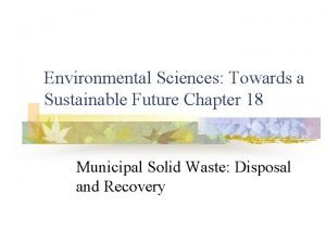 Environmental Sciences Towards a Sustainable Future Chapter 18