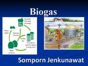 Biogas Somporn Jenkunawat n Biogas is gas produced