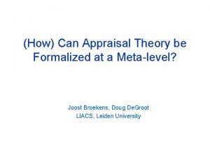 How Can Appraisal Theory be Formalized at a