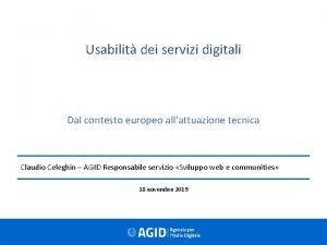 Usabilit dei servizi digitali Dal contesto europeo allattuazione