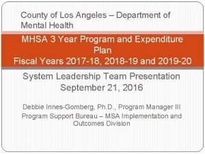County of Los Angeles Department of Mental Health