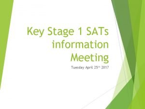 Key Stage 1 SATs information Meeting Tuesday April