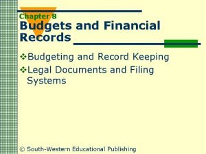 Chapter 4 budgets and records